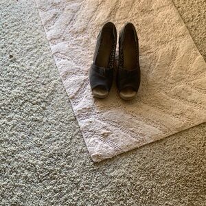 Toms Dark Gray Peep-Toe Espadrilles